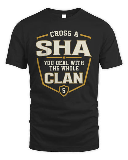 SHA NT1-K008 Cross A/An NAME, You Deal With the Whole Clan | Personalized Vintage T-Shirt - Unisex Standard T-Shirt - Black