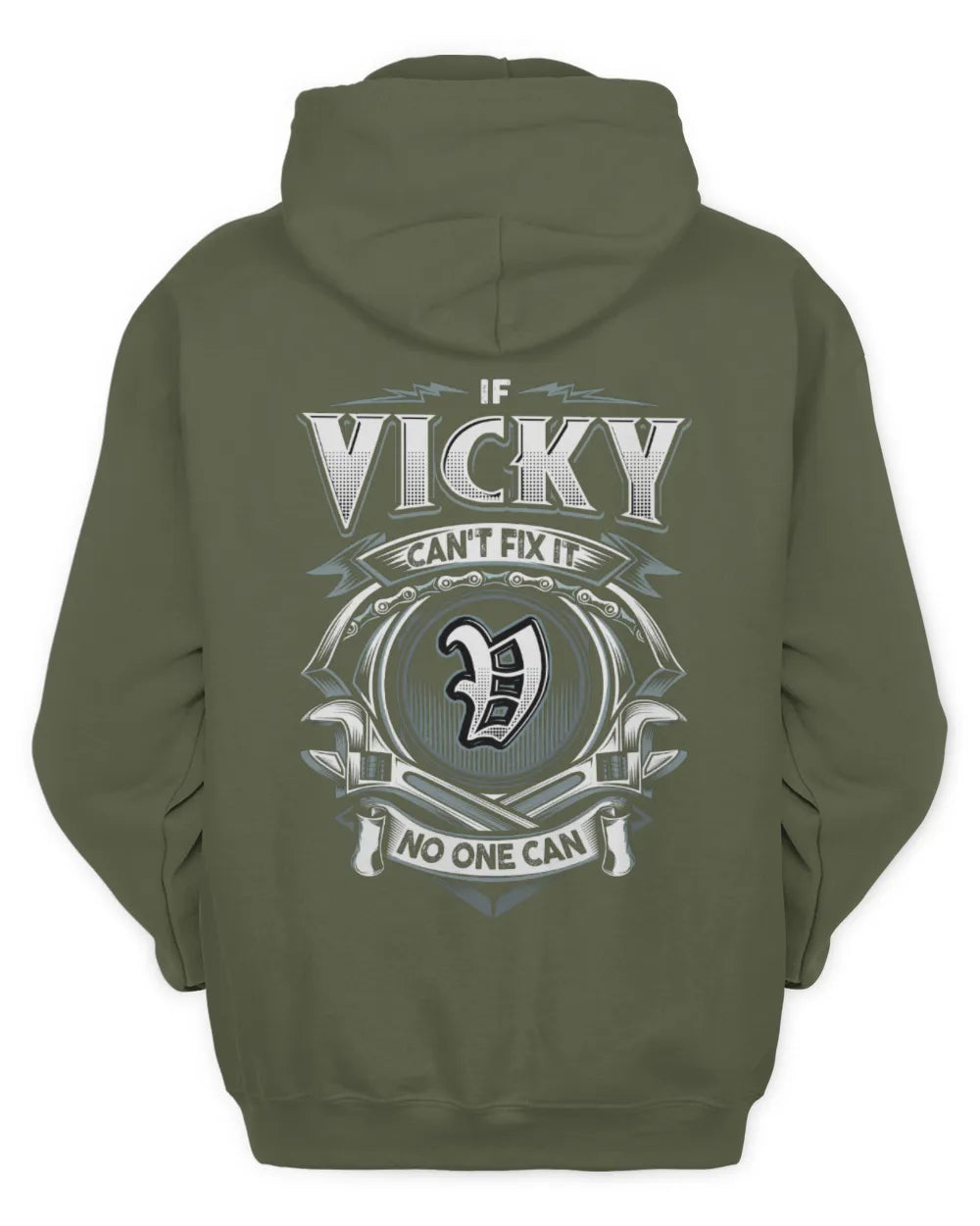 VICKY AP81-K4-626 - Personalized Ahmed Quote Apparel “If Ahmed Can't Fix It, No One Can” - Unisex Hoodie - Military Green