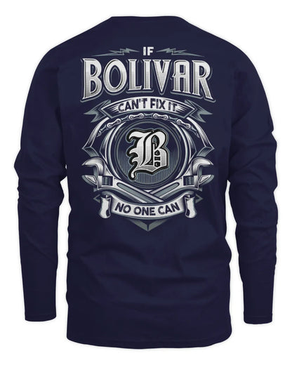 BOLIVAR AP81-K4-626 - Personalized Ahmed Quote Apparel “If Ahmed Can't Fix It, No One Can” - Men's Long Sleeved T-Shirt - Navy