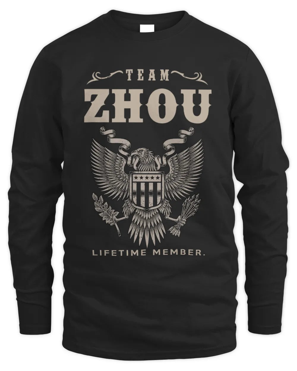 ZHOU TP06-K82 – Personalized Classic Style Apparel “Team NAME Lifetime Member” - Men's Long Sleeved T-Shirt - Black