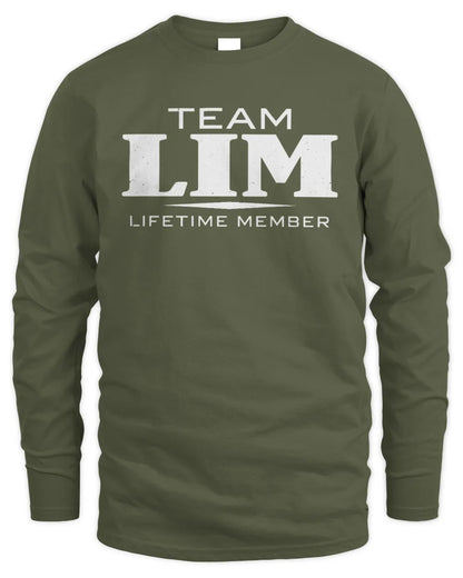 LIM BL62-K4-128 - Personalized “Team NAME Lifetime Member” - Men's Long Sleeved T-Shirt - Military Green