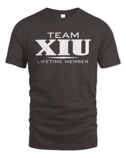 XIU BL62-K4-128 - Personalized “Team NAME Lifetime Member” - Unisex Standard T-Shirt - Dark Chocolate