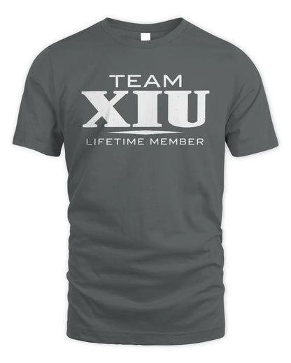 XIU BL62-K4-128 - Personalized “Team NAME Lifetime Member” - Unisex Standard T-Shirt - Charcoal