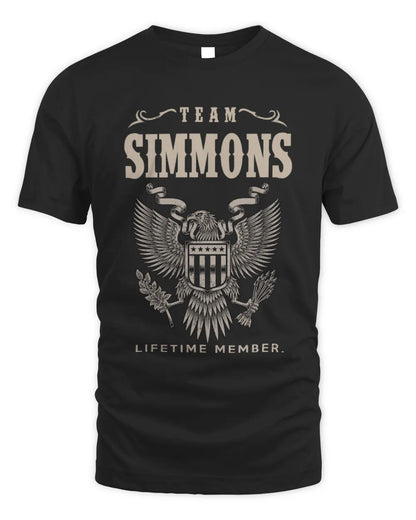 SIMMONS TP06-K82 – Personalized Classic Style Apparel “Team NAME Lifetime Member” - Unisex Standard T-Shirt - Black