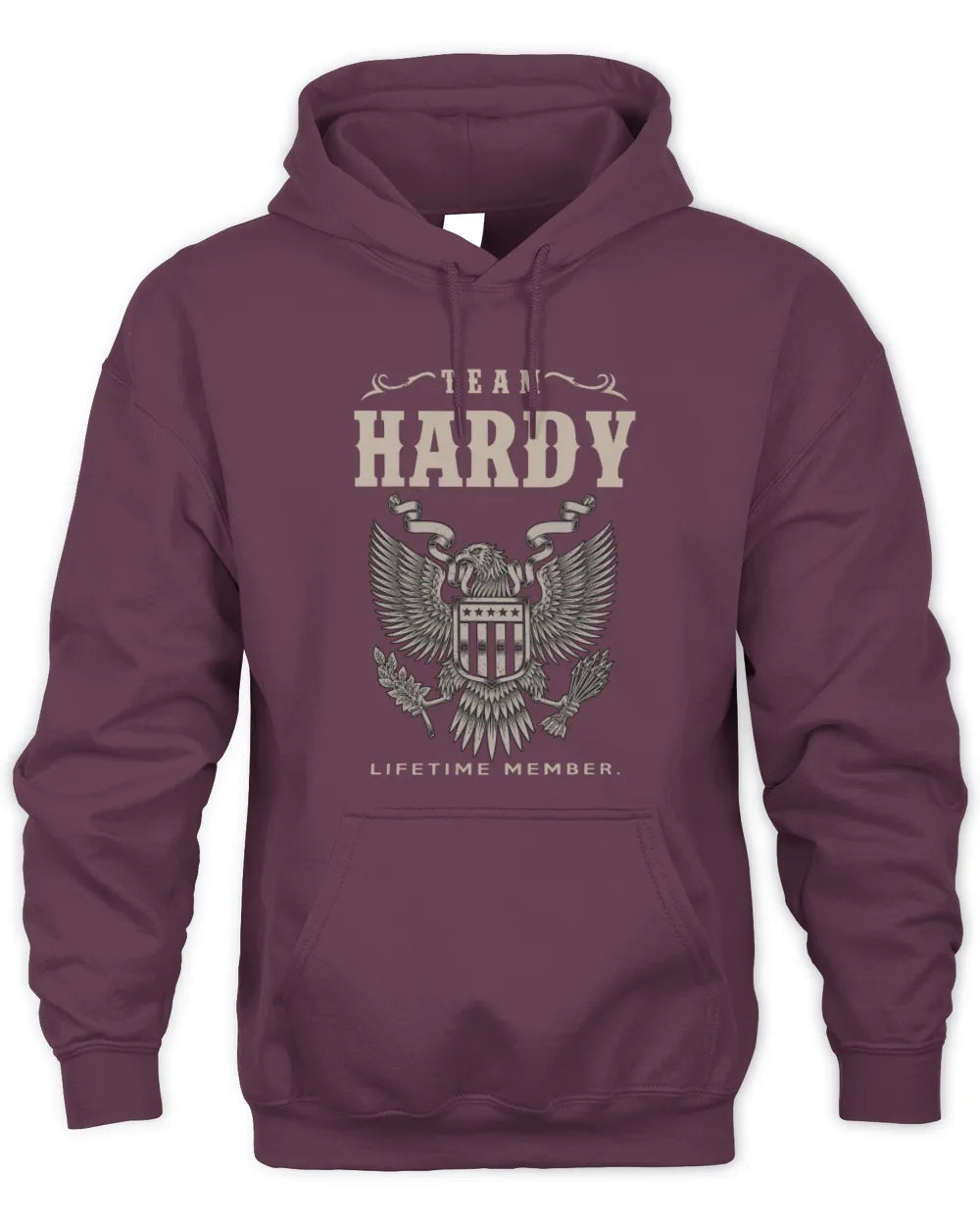 HARDY TP06-K82 – Personalized Classic Style Apparel “Team NAME Lifetime Member” - Unisex Hoodie - Maroon