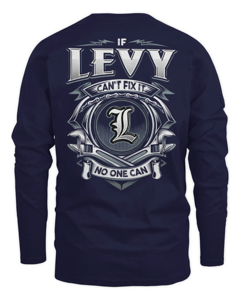 LEVY AP81-K4-626 - Personalized Ahmed Quote Apparel “If Ahmed Can't Fix It, No One Can” - Men's Long Sleeved T-Shirt - Navy