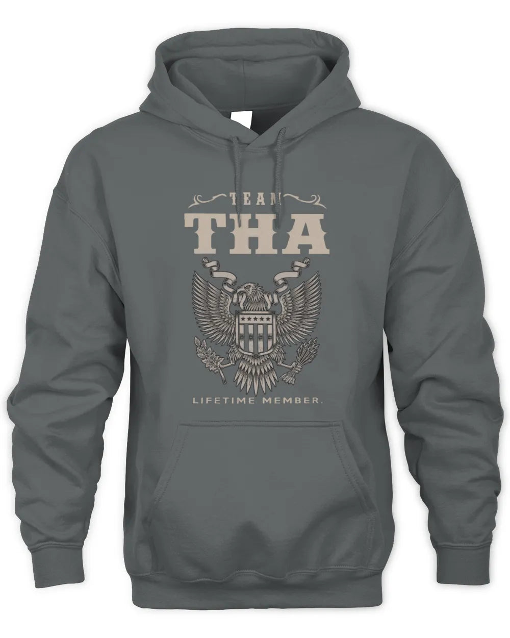 THA TP06-K82 – Personalized Classic Style Apparel “Team NAME Lifetime Member” - Unisex Hoodie - Charcoal