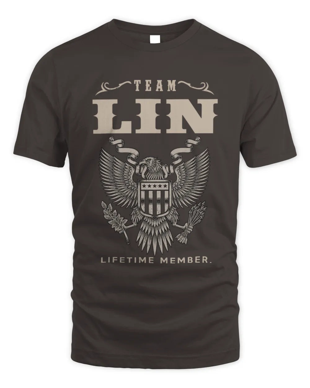 LIN TP06-K82 – Personalized Classic Style Apparel “Team NAME Lifetime Member” - Unisex Standard T-Shirt - Dark Chocolate
