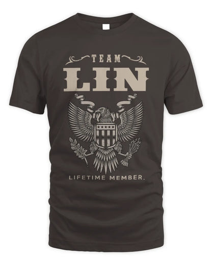 LIN TP06-K82 – Personalized Classic Style Apparel “Team NAME Lifetime Member” - Unisex Standard T-Shirt - Dark Chocolate