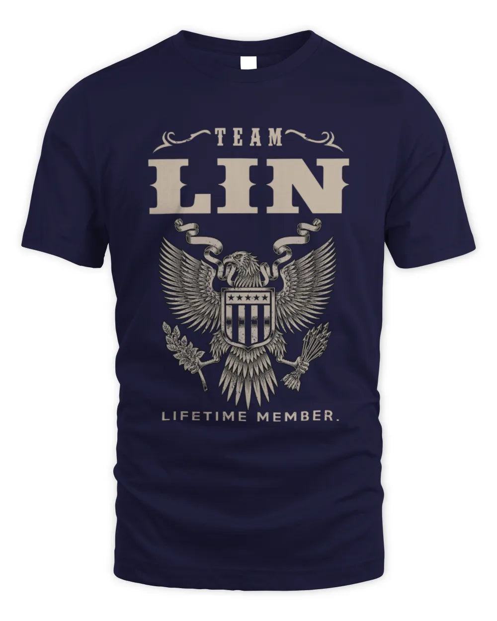 LIN TP06-K82 – Personalized Classic Style Apparel “Team NAME Lifetime Member” - Unisex Standard T-Shirt - Navy