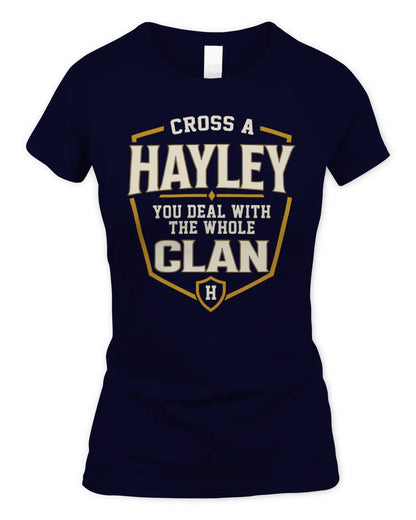 HAYLEY NT1-K008 Cross A/An NAME, You Deal With the Whole Clan | Personalized Vintage T-Shirt - Women's Standard T-Shirt - Navy