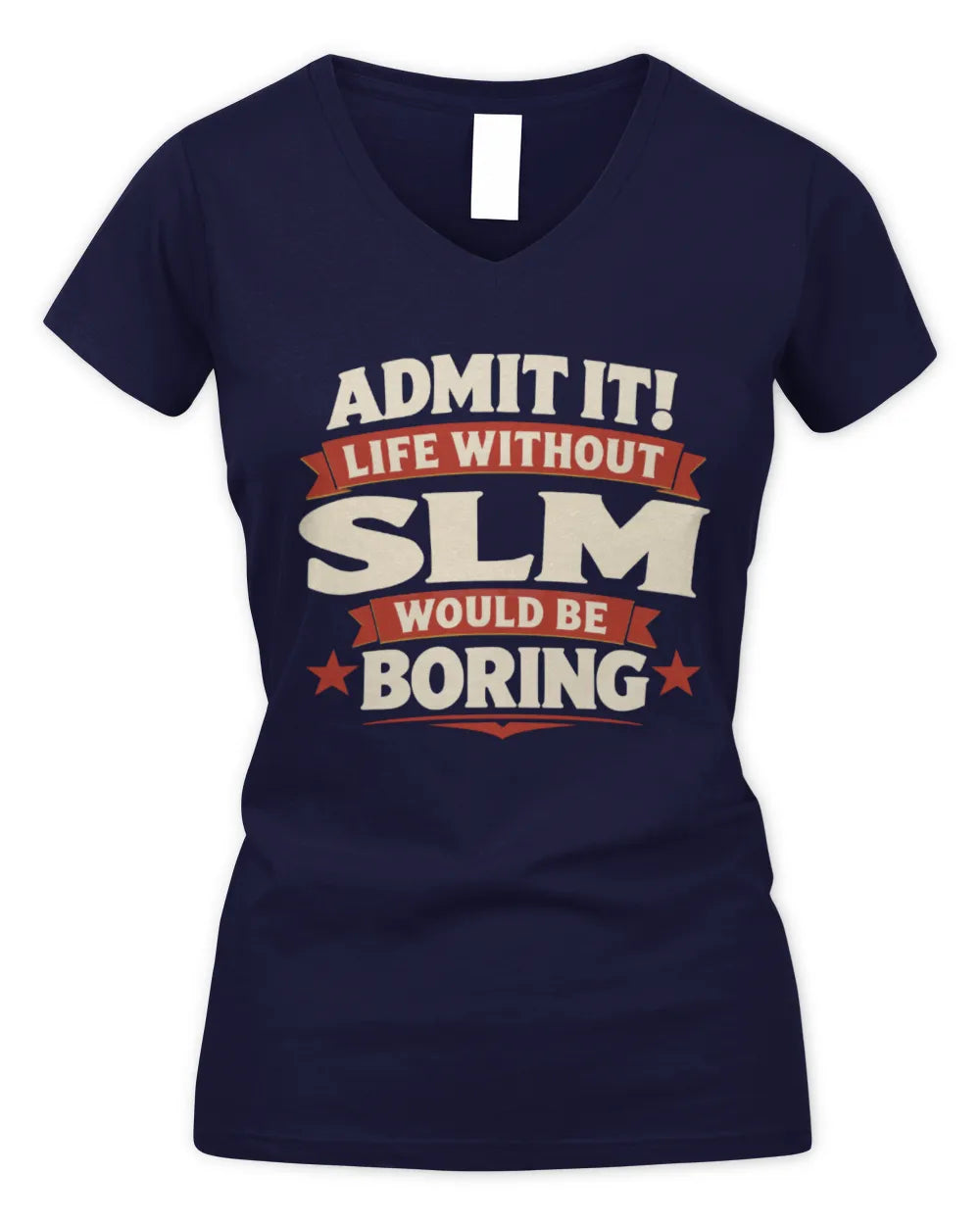 SLM P4 KT003 Personalized Funny Quote Apparel “Life Without NAME Would Be Boring” - Women's V-Neck T-Shirt - Navy