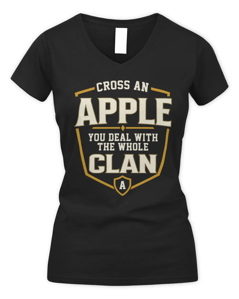 APPLE NT1-K008 Cross A/An NAME, You Deal With the Whole Clan | Personalized Vintage T-Shirt - Women's V-Neck T-Shirt - Black