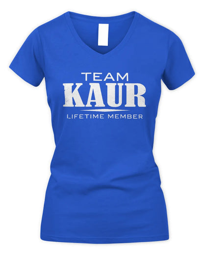 KAUR BL62-K4-128 - Personalized “Team NAME Lifetime Member” - Women's V-Neck T-Shirt - Royal