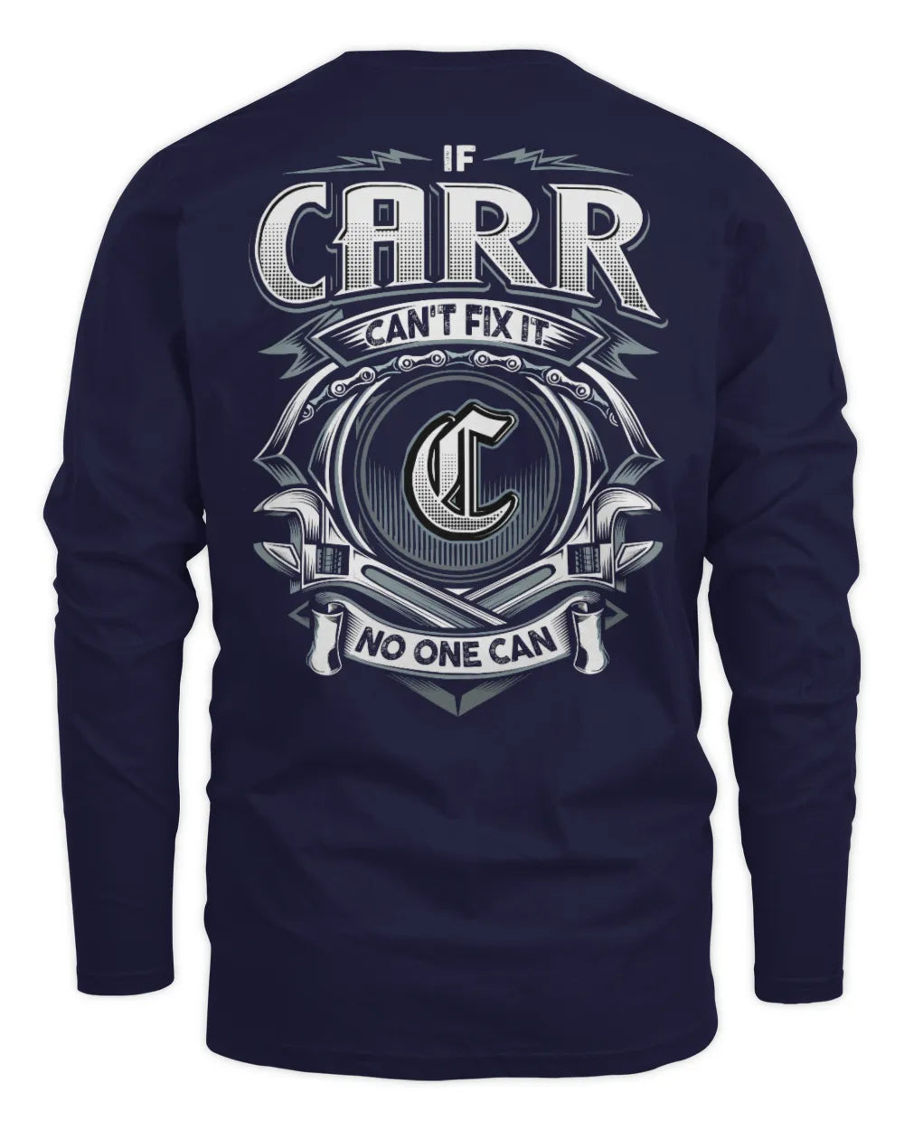 CARR AP81-K4-626 - Personalized Ahmed Quote Apparel “If Ahmed Can't Fix It, No One Can” - Men's Long Sleeved T-Shirt - Navy