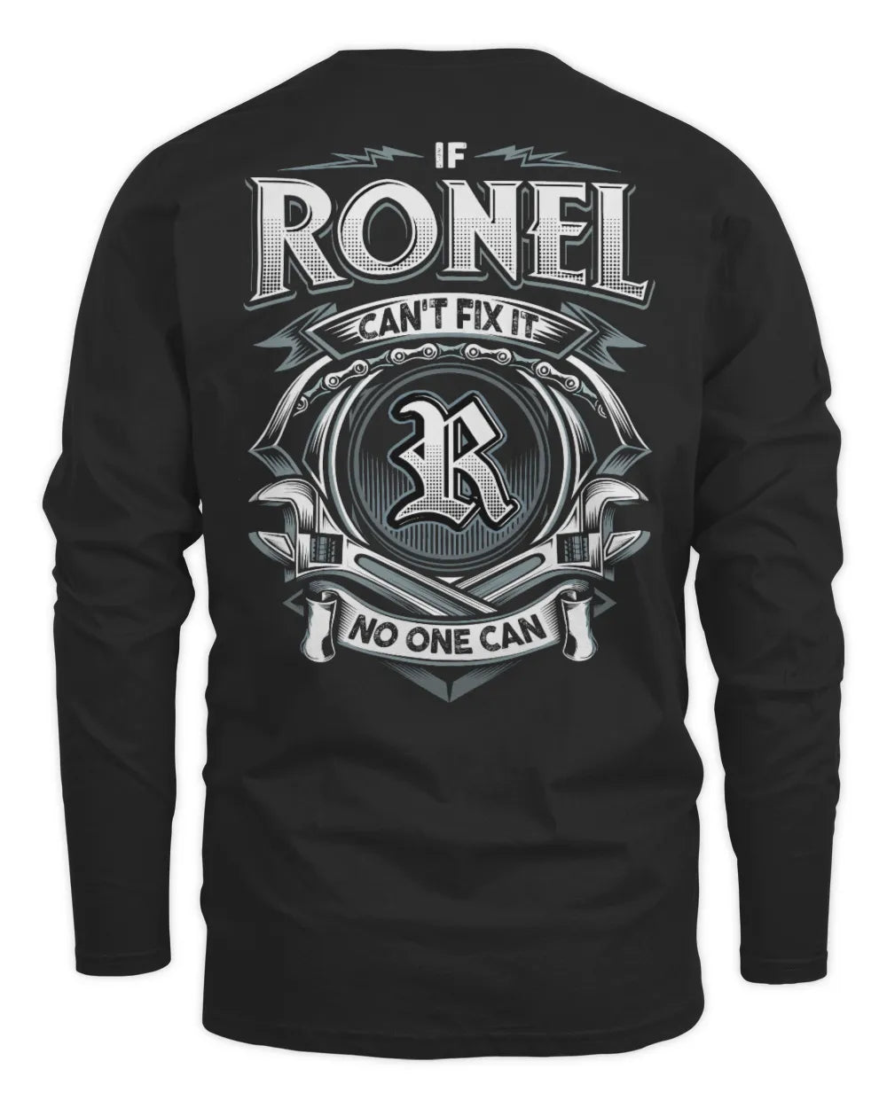 RONEL AP81-K4-626 - Personalized Ahmed Quote Apparel “If Ahmed Can't Fix It, No One Can” - Men's Long Sleeved T-Shirt - Black