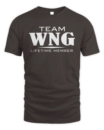 WNG BL62-K4-128 - Personalized “Team NAME Lifetime Member” - Unisex Standard T-Shirt - Dark Chocolate