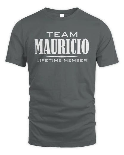 MAURICIO BL62-K4-128 - Personalized “Team NAME Lifetime Member” - Unisex Standard T-Shirt - Charcoal