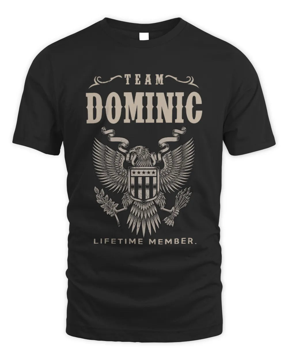 DOMINIC TP06-K82 – Personalized Classic Style Apparel “Team NAME Lifetime Member” - Unisex Standard T-Shirt - Black