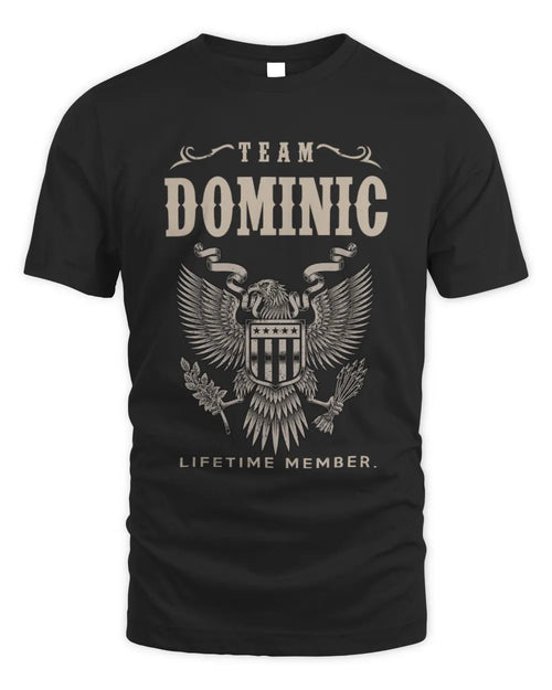 DOMINIC TP06-K82 – Personalized Classic Style Apparel “Team NAME Lifetime Member” - Unisex Standard T-Shirt - Black