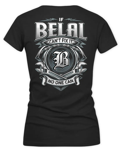 BELAL AP81-K4-626 - Personalized Ahmed Quote Apparel “If Ahmed Can't Fix It, No One Can” - Women's V-Neck T-Shirt - Black