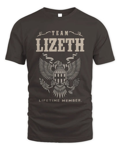 LIZETH TP06-K82 – Personalized Classic Style Apparel “Team NAME Lifetime Member” - Unisex Standard T-Shirt - Dark Chocolate