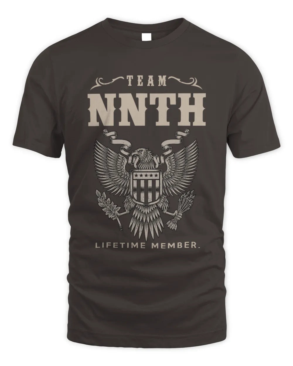 NNTH TP06-K82 – Personalized Classic Style Apparel “Team NAME Lifetime Member” - Unisex Standard T-Shirt - Dark Chocolate