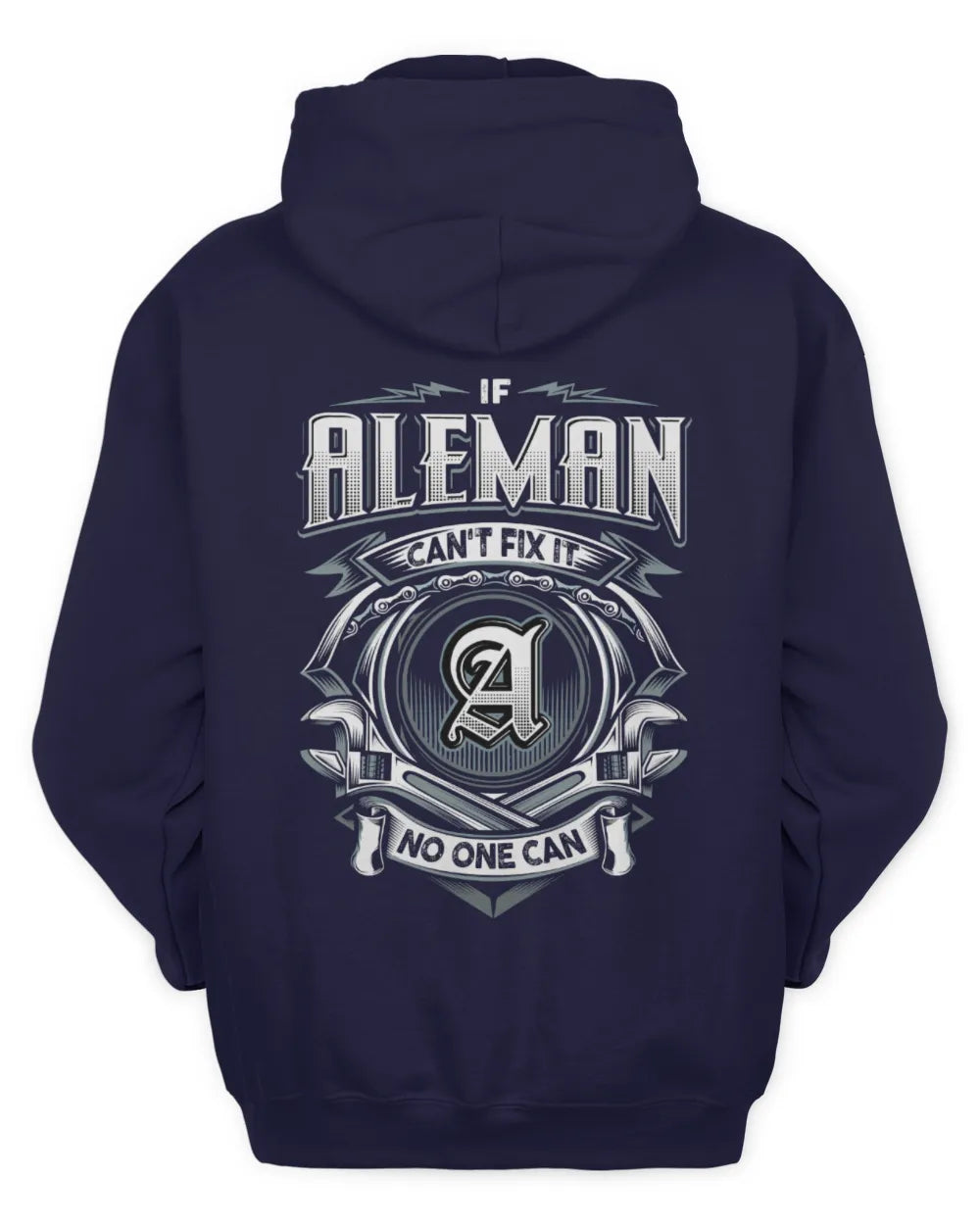 ALEMAN AP81-K4-626 - Personalized Ahmed Quote Apparel “If Ahmed Can't Fix It, No One Can” - Unisex Hoodie - Navy