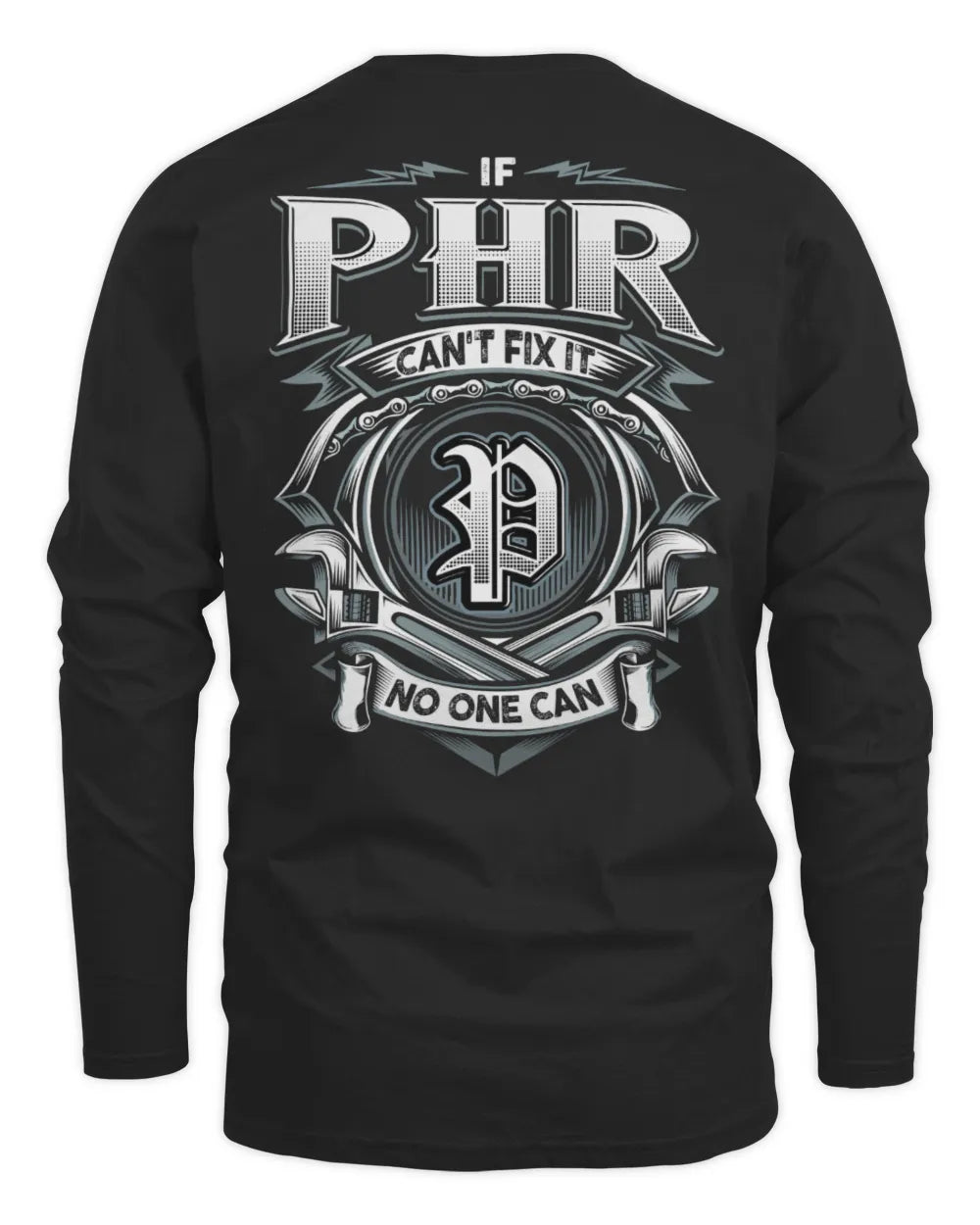 PHR AP81-K4-626 - Personalized Ahmed Quote Apparel “If Ahmed Can't Fix It, No One Can” - Men's Long Sleeved T-Shirt - Black