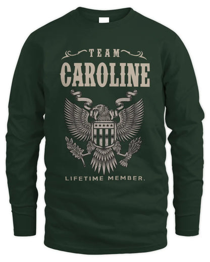 CAROLINE TP06-K82 – Personalized Classic Style Apparel “Team NAME Lifetime Member” - Men's Long Sleeved T-Shirt - Forest Green