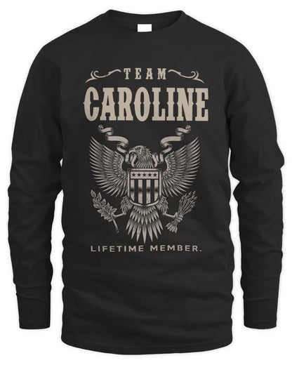 CAROLINE TP06-K82 – Personalized Classic Style Apparel “Team NAME Lifetime Member” - Men's Long Sleeved T-Shirt - Black