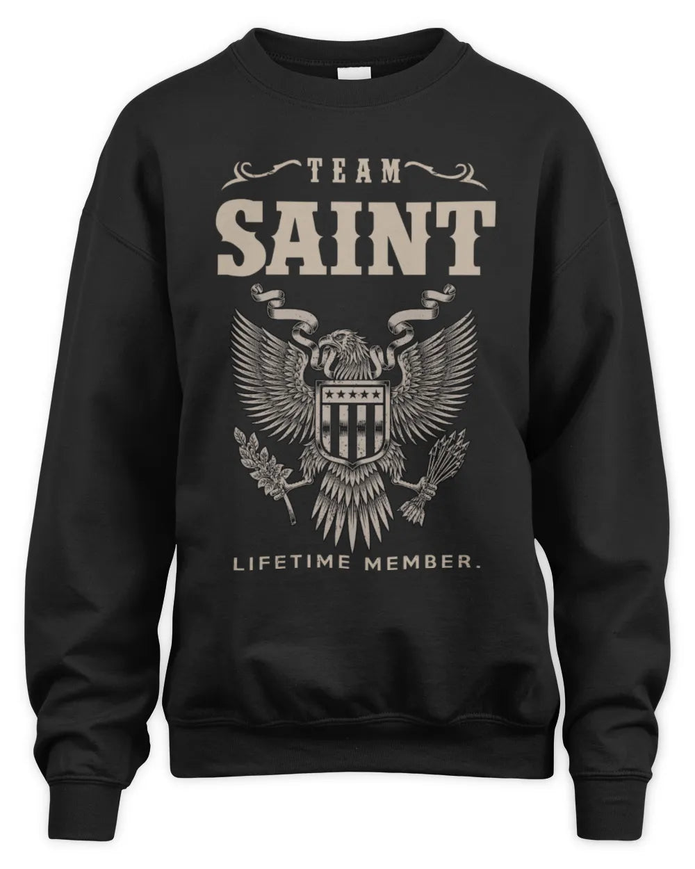 SAINT TP06-K82 – Personalized Classic Style Apparel “Team NAME Lifetime Member” - Unisex Sweatshirt - Black