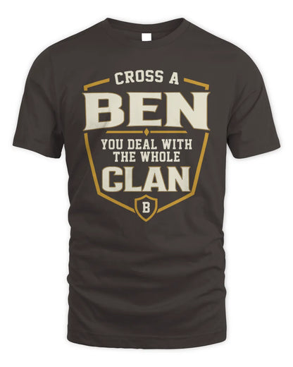BEN NT1-K008 Cross A/An NAME, You Deal With the Whole Clan | Personalized Vintage T-Shirt - Unisex Standard T-Shirt - Dark Chocolate