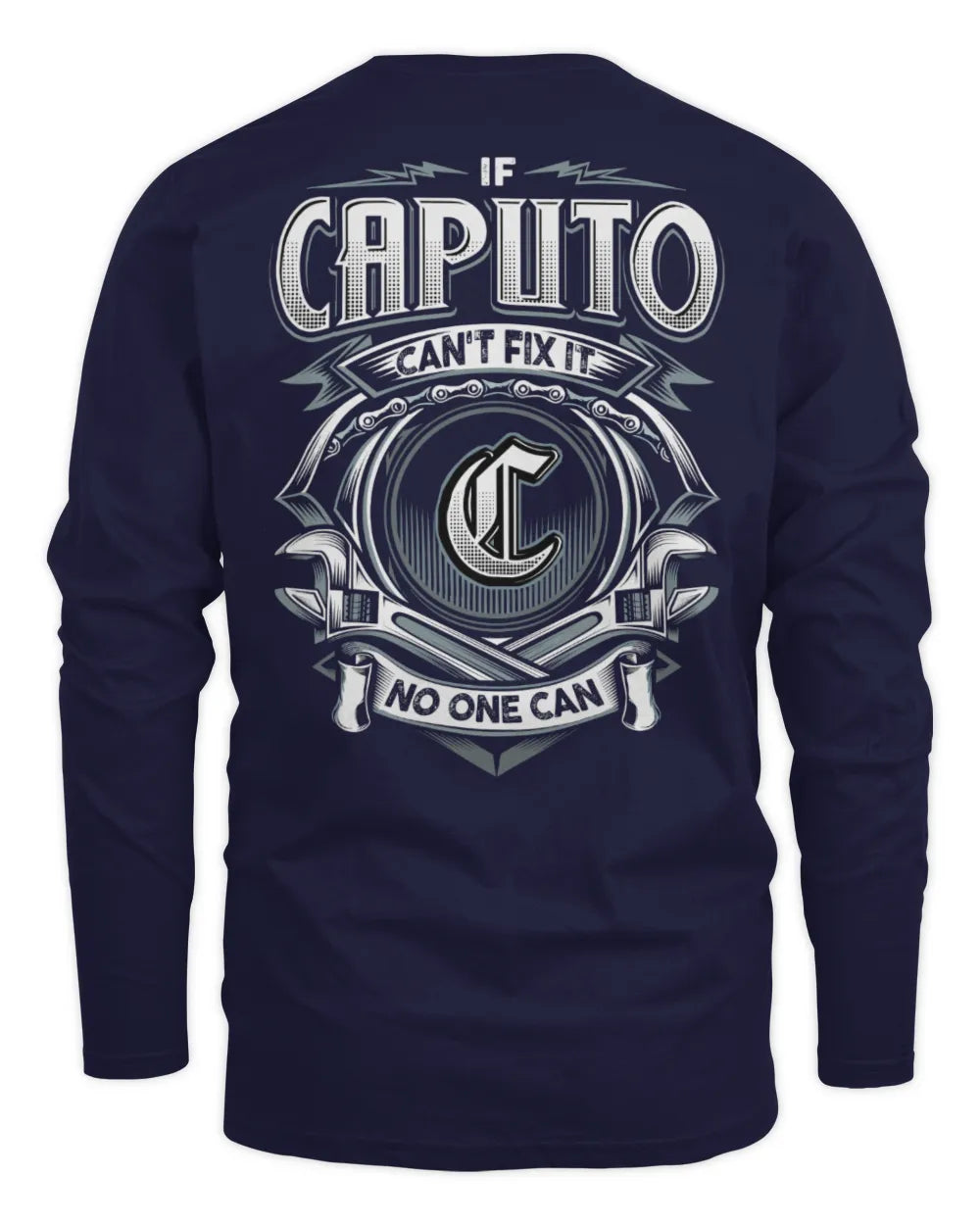 CAPUTO AP81-K4-626 - Personalized Ahmed Quote Apparel “If Ahmed Can't Fix It, No One Can” - Men's Long Sleeved T-Shirt - Navy