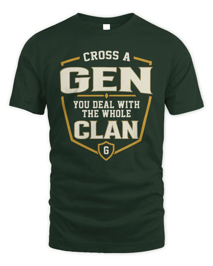 GEN NT1-K008 Cross A/An NAME, You Deal With the Whole Clan | Personalized Vintage T-Shirt - Unisex Standard T-Shirt - Forest Green