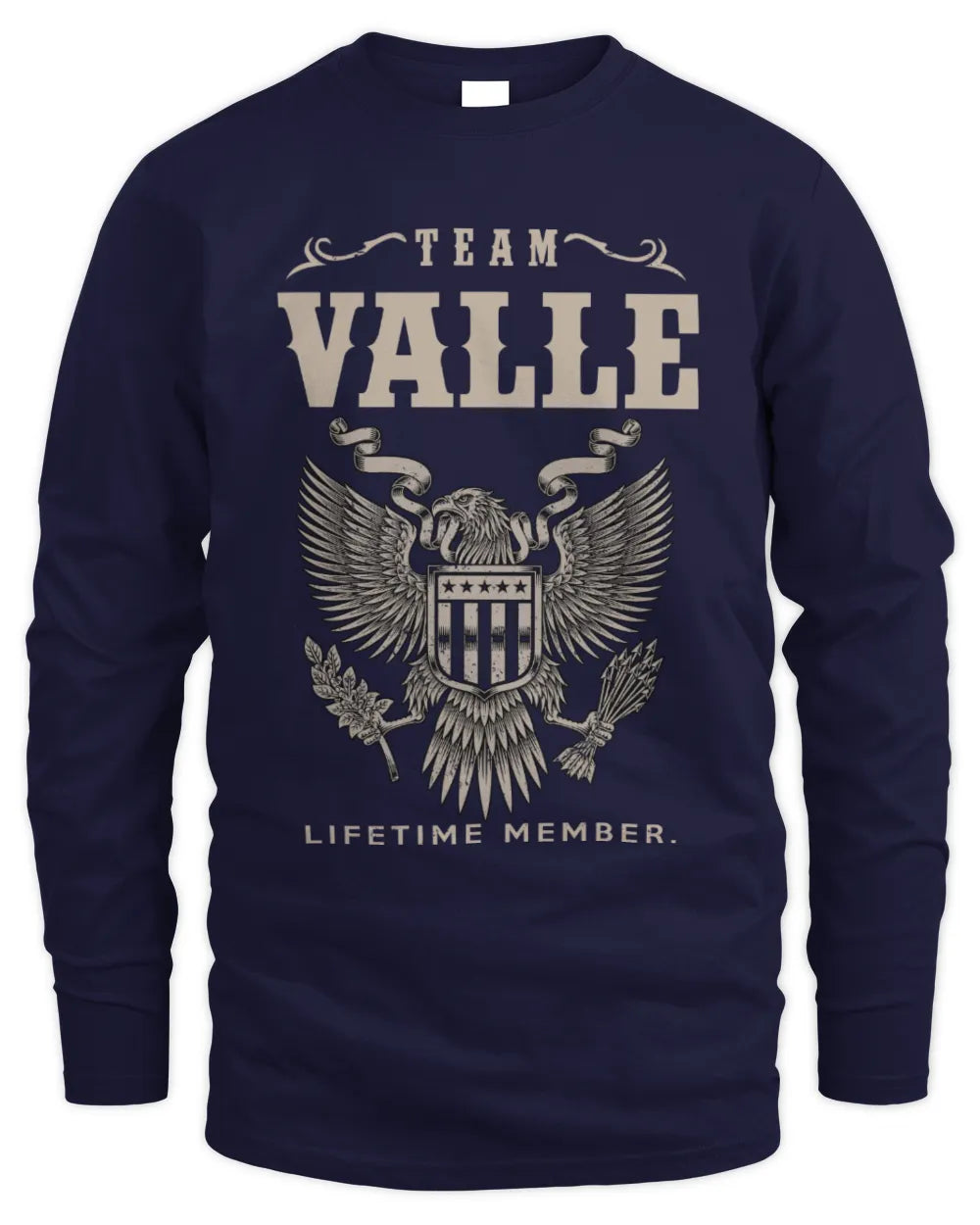 VALLE TP06-K82 – Personalized Classic Style Apparel “Team NAME Lifetime Member” - Men's Long Sleeved T-Shirt - Navy