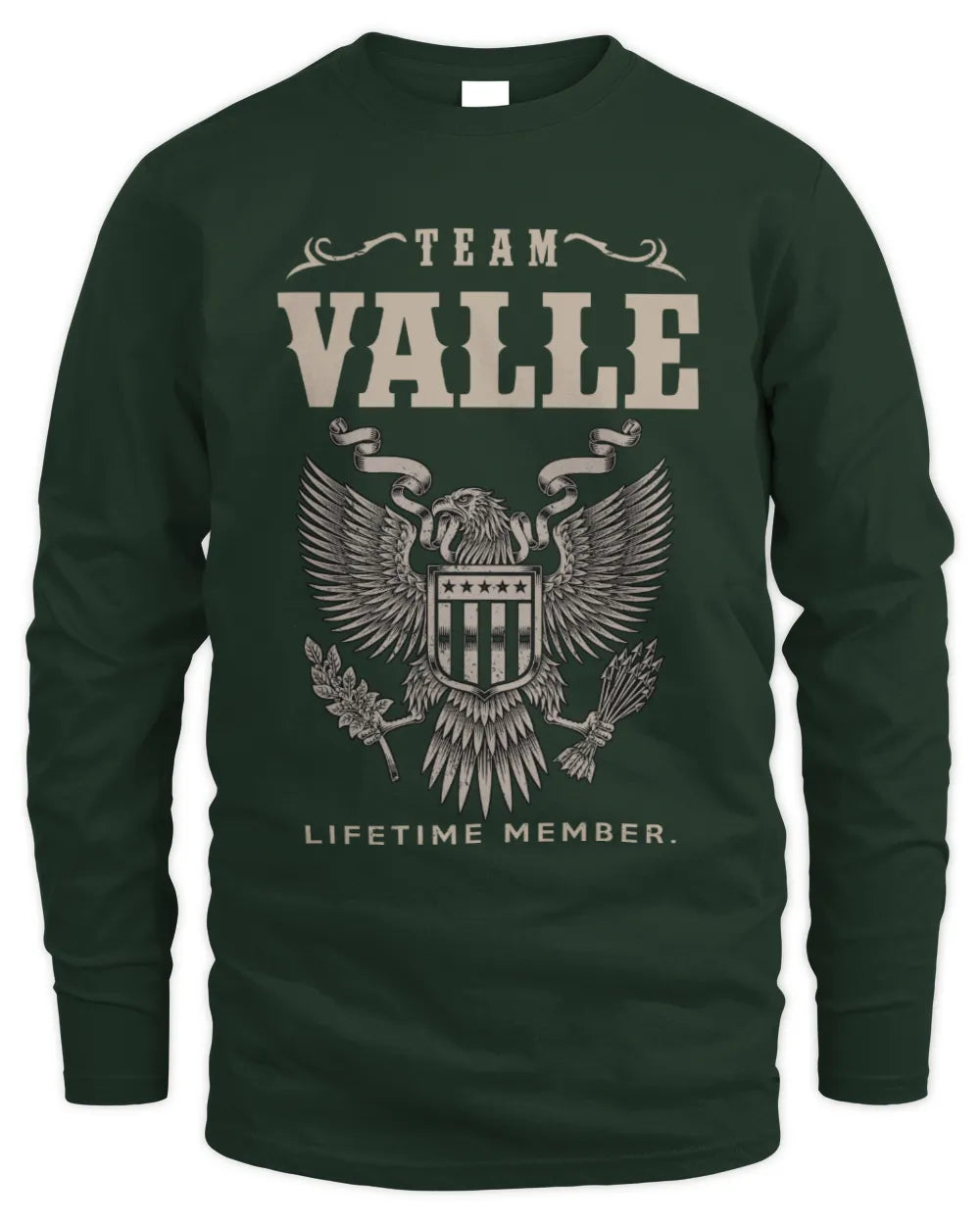 VALLE TP06-K82 – Personalized Classic Style Apparel “Team NAME Lifetime Member” - Men's Long Sleeved T-Shirt - Forest Green