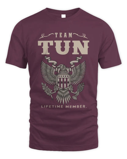 TUN TP06-K82 – Personalized Classic Style Apparel “Team NAME Lifetime Member” - Unisex Standard T-Shirt - Maroon