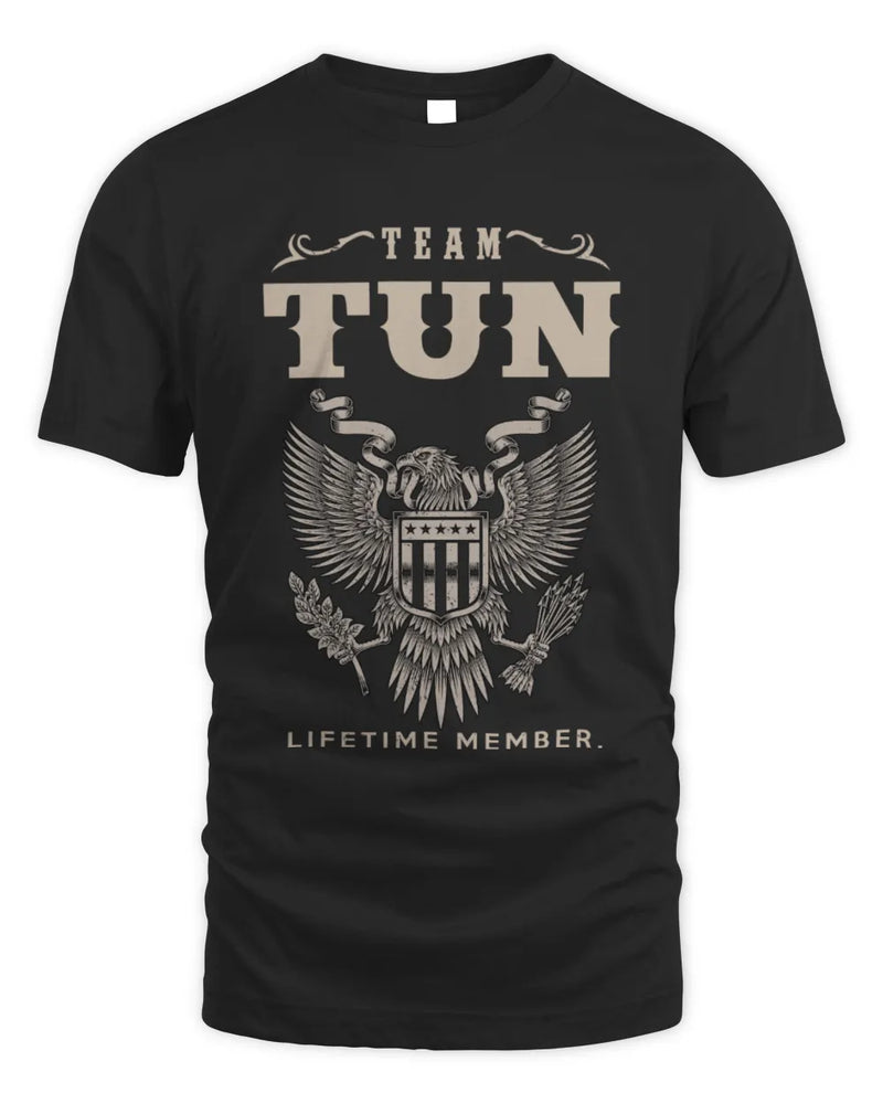 TUN TP06-K82 – Personalized Classic Style Apparel “Team NAME Lifetime Member” - Unisex Standard T-Shirt - Black