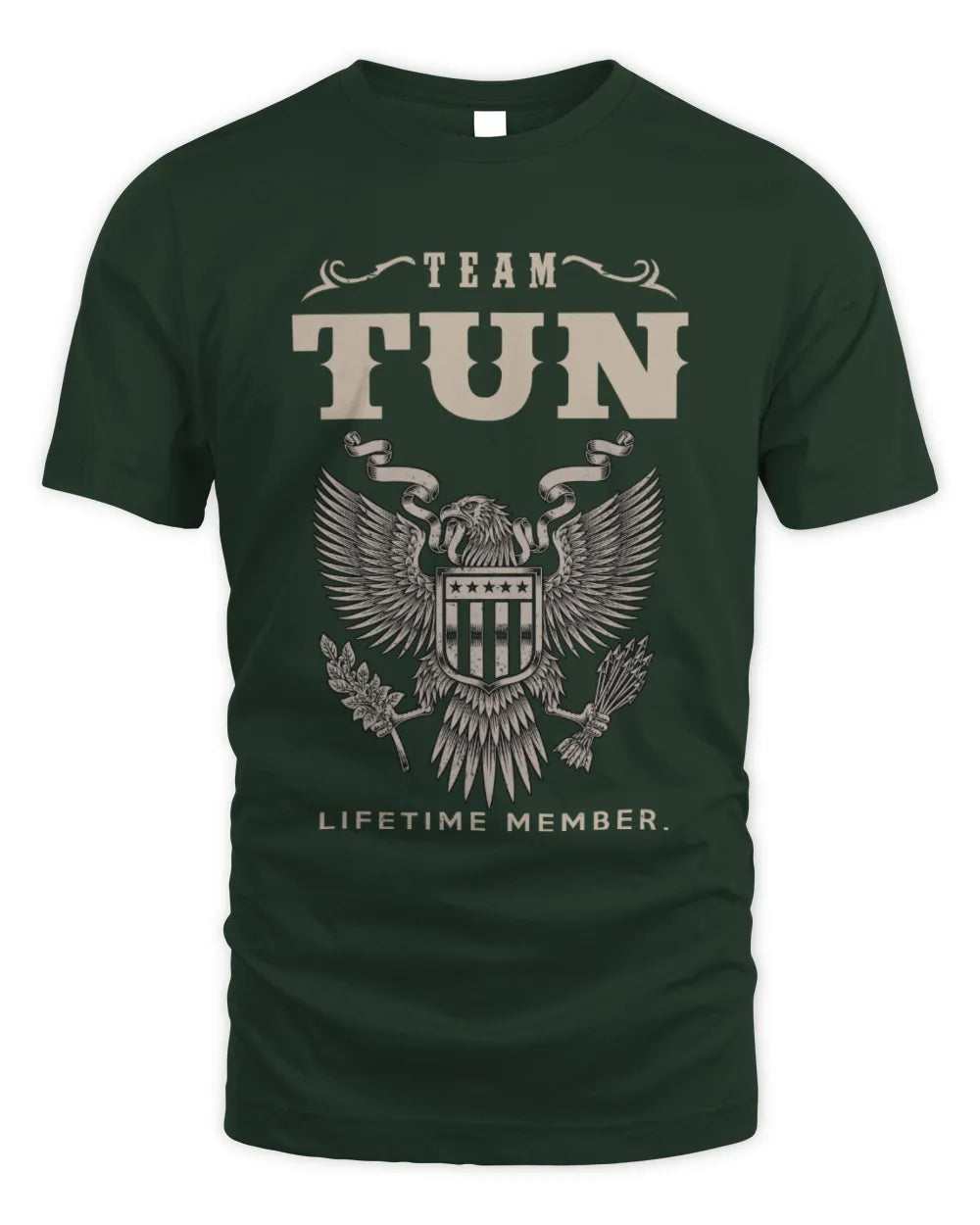 TUN TP06-K82 – Personalized Classic Style Apparel “Team NAME Lifetime Member” - Unisex Standard T-Shirt - Forest Green