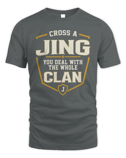 JING NT1-K008 Cross A/An NAME, You Deal With the Whole Clan | Personalized Vintage T-Shirt - Unisex Standard T-Shirt - Charcoal