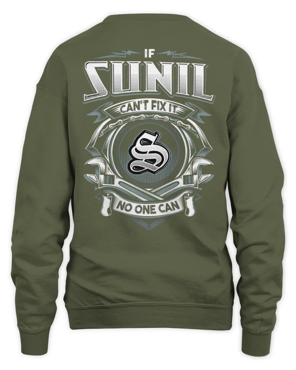 SUNIL AP81-K4-626 - Personalized Ahmed Quote Apparel “If Ahmed Can't Fix It, No One Can” - Unisex Sweatshirt - Military Green