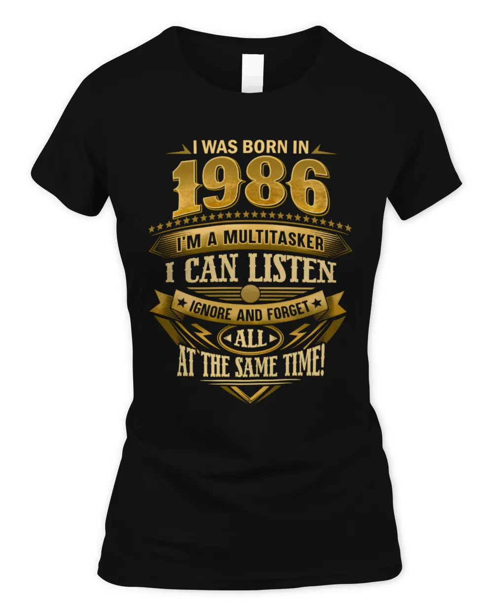 1986 HH89-K2 – Funny Birth Year Multitasker Quote T-Shirt - Women's Standard T-Shirt - Black