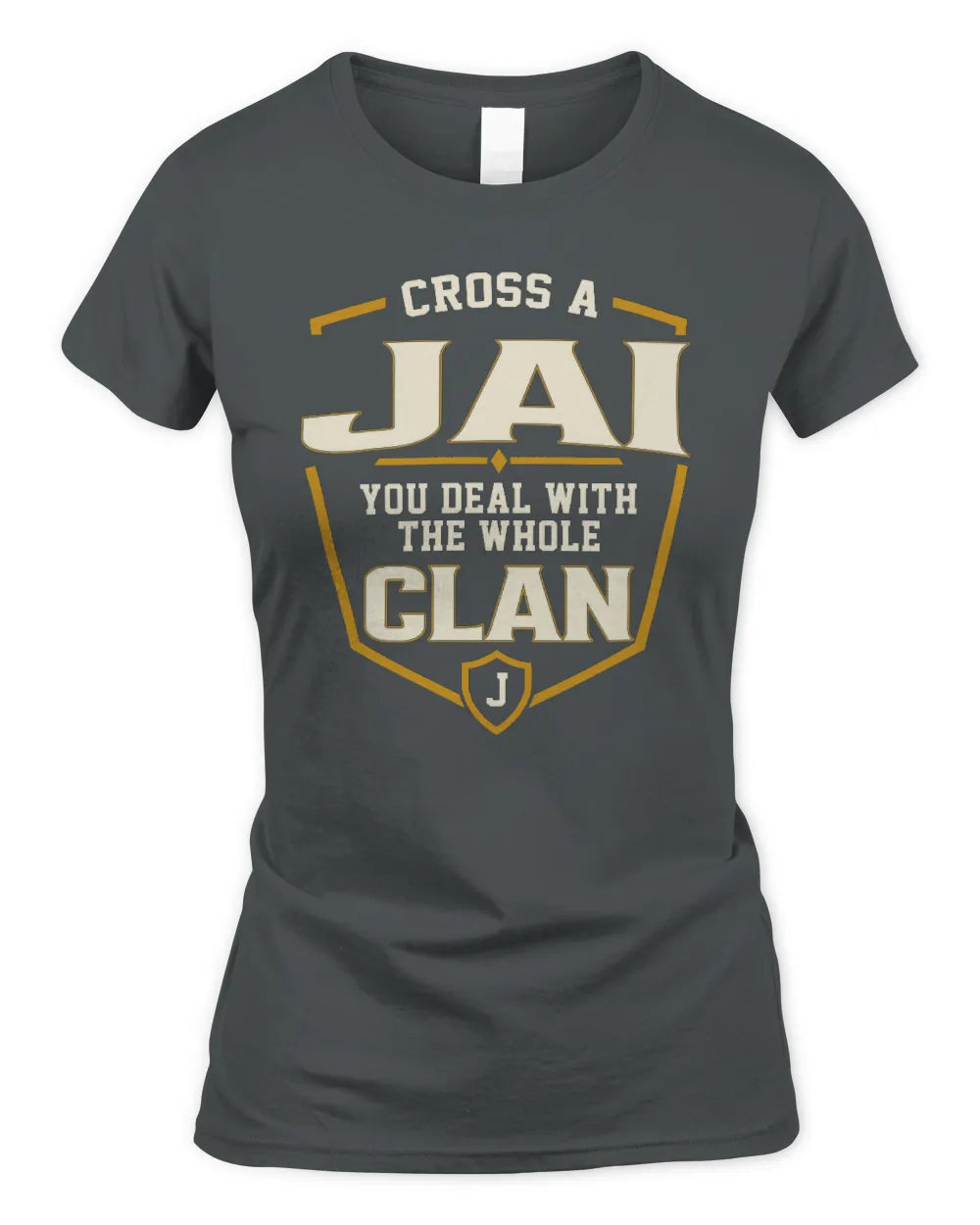JAI NT1-K008 Cross A/An NAME, You Deal With the Whole Clan | Personalized Vintage T-Shirt - Women's Standard T-Shirt - Charcoal