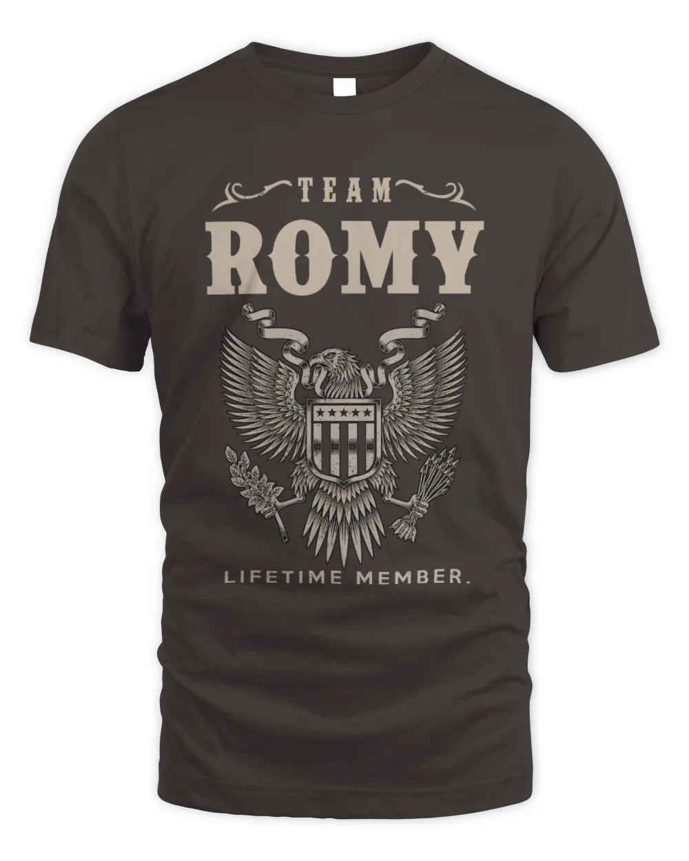 ROMY TP06-K82 – Personalized Classic Style Apparel “Team NAME Lifetime Member” - Unisex Standard T-Shirt - Dark Chocolate
