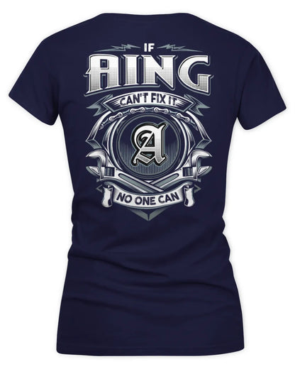 AING AP81-K4-626 - Personalized Ahmed Quote Apparel “If Ahmed Can't Fix It, No One Can” - Women's V-Neck T-Shirt - Navy