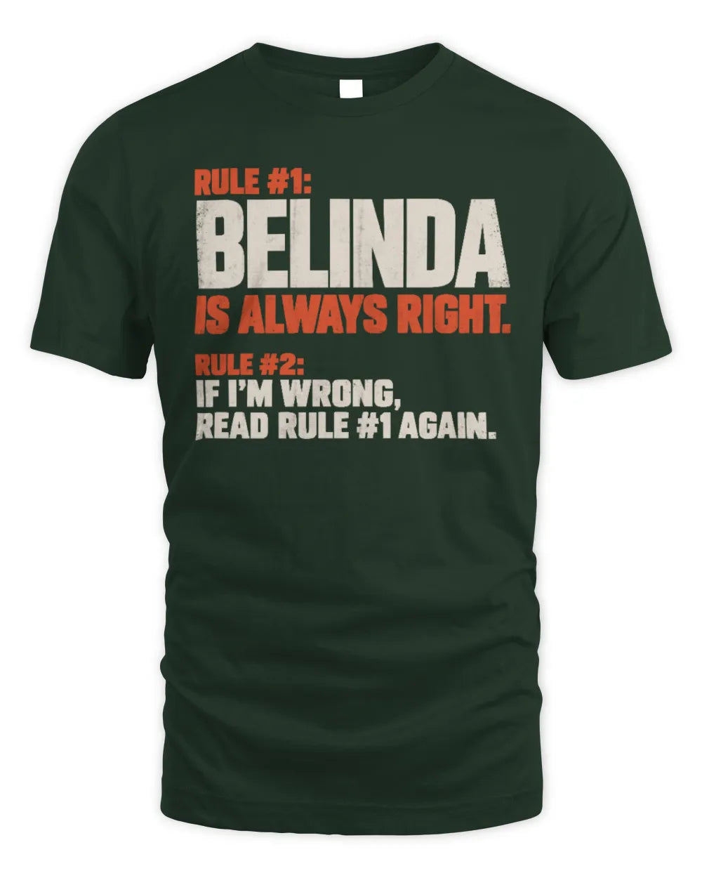 BELINDA NP1-H006 
Always Right Personalized Name T-Shirt – Funny Custom Name Shirt - Unisex Standard T-Shirt - Forest Green