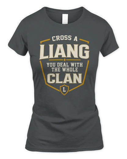 LIANG NT1-K008 Cross A/An NAME, You Deal With the Whole Clan | Personalized Vintage T-Shirt - Women's Standard T-Shirt - Charcoal