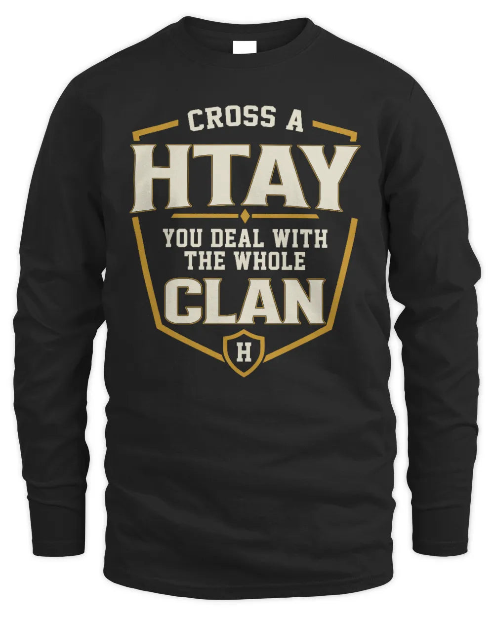 HTAY NT1-K008 Cross A/An NAME, You Deal With the Whole Clan | Personalized Vintage T-Shirt - Men's Long Sleeved T-Shirt - Black