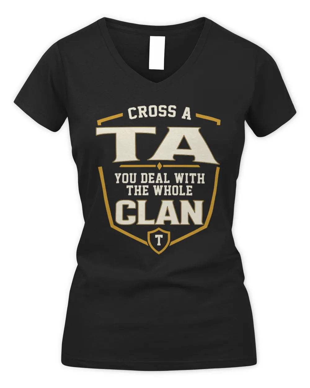 TA NT1-K008 Cross A/An NAME, You Deal With the Whole Clan | Personalized Vintage T-Shirt - Women's V-Neck T-Shirt - Black